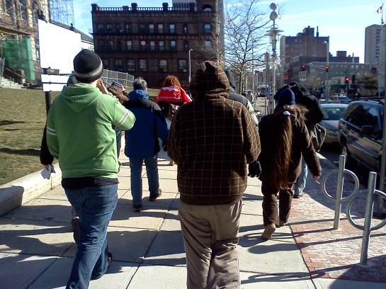 Defend the 4th Amendment Action, Cambridge to Boston 2-2-2013 Central Square