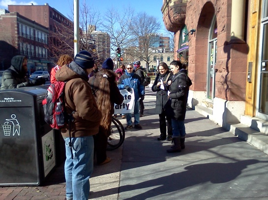 Defend the 4th Amendment Action, Cambridge to Boston 2-2-2013 Central Square Outreach